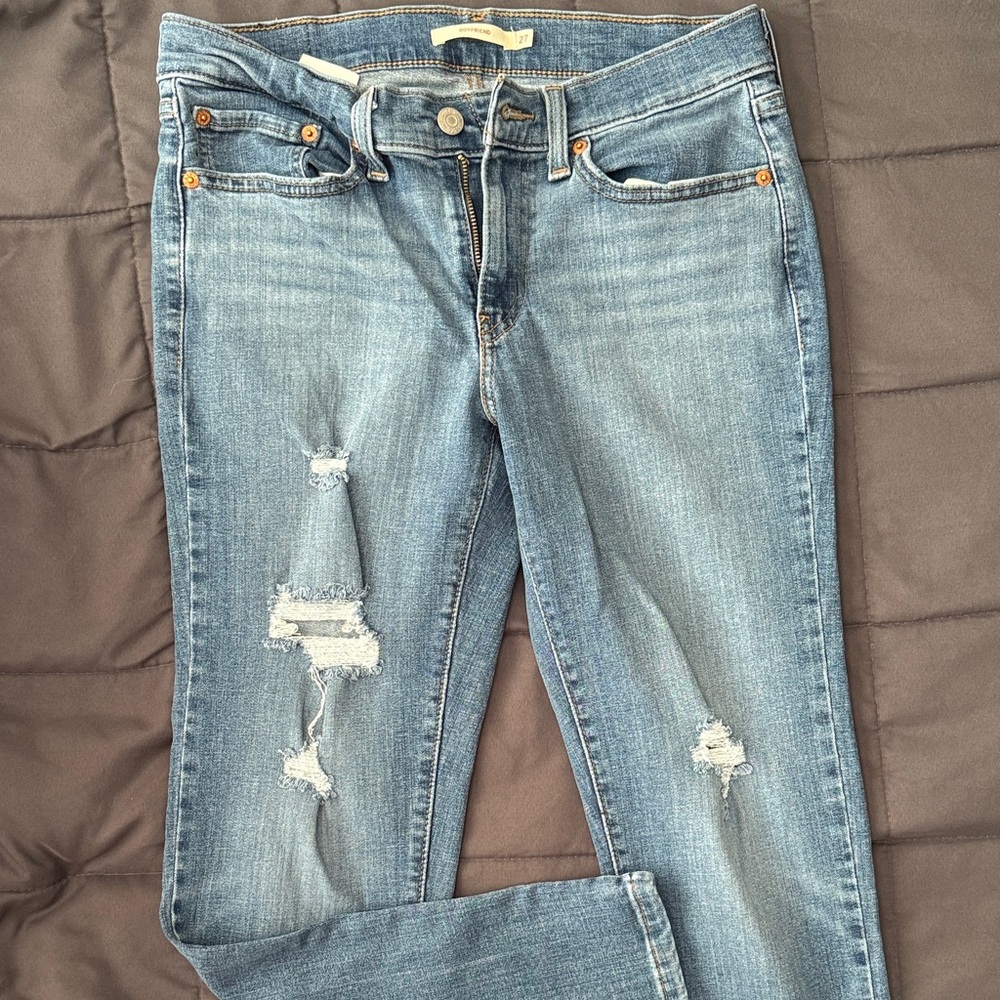 Levi's Light Blue Distressed Boyfriend Jeans